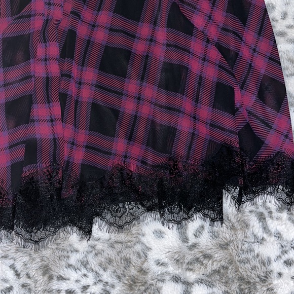 Express Plaid Lace Trim Trapeze Dress - Picture 4 of 4